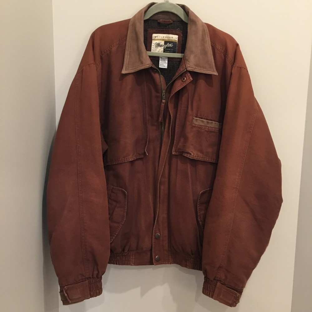 Men’s Wrangler Canvas Jacket w/ leather-look trim